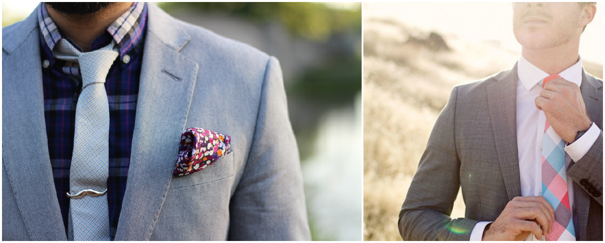 mens summer ties, mens summer accessories, floral pocket square, moustache tie clip, pastel coloured tie